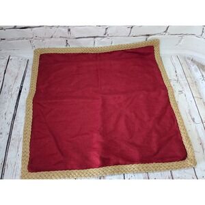 Pottery Barn Throw‎ Pillow Cover Rust 100% Linen Braided Trim Jute EUC
